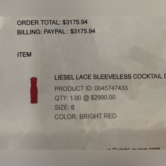 Ralph Lauren Red Lace Dress Midi New with Tags - Picture 7 of 7